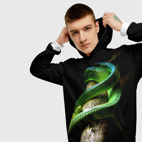 Мужская толстовка 3D Змея на груди, цвет белый - фото 5