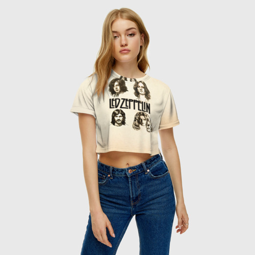 Женская футболка Crop-top 3D Led Zeppelin 1, цвет 3D печать - фото 3