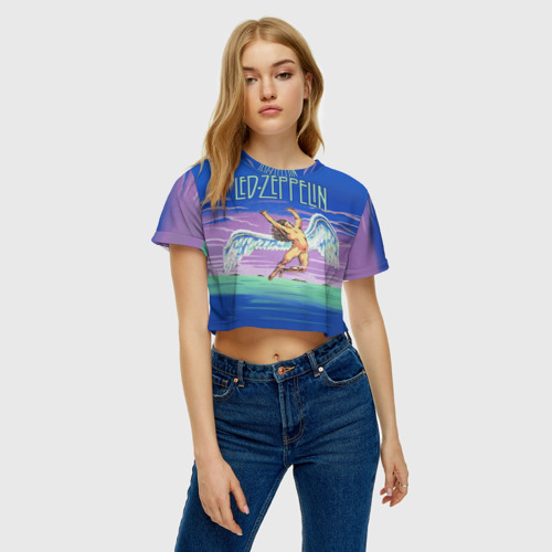 Женская футболка Crop-top 3D Led Zeppelin 2, цвет 3D печать - фото 3