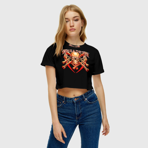 Женская футболка Crop-top 3D Megadeth 1, цвет 3D печать - фото 4