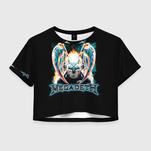 Женская футболка Crop-top 3D Megadeth 4, цвет 3D печать