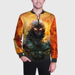 Мужской бомбер 3D Disturbed guy in fire - фото 2