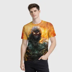 Мужская футболка 3D Disturbed guy in fire - фото 2