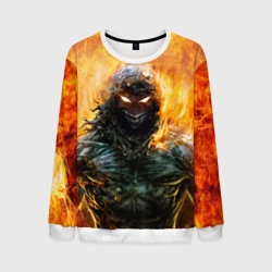 Мужской свитшот 3D Disturbed guy in fire