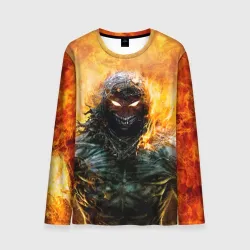 Мужской лонгслив 3D Disturbed guy in fire