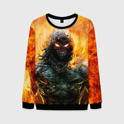 Мужской свитшот 3D Disturbed guy in fire