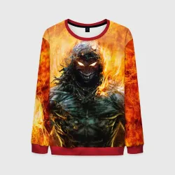 Мужской свитшот 3D Disturbed guy in fire