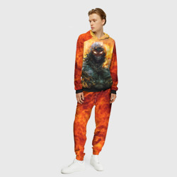 Мужской костюм с толстовкой 3D Disturbed guy in fire - фото 2