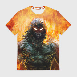 Мужская футболка 3D Disturbed guy in fire