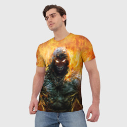 Мужская футболка 3D Disturbed guy in fire - фото 2