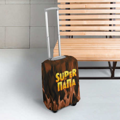 Чехол для чемодана 3D Супер папа, цвет 3D печать - фото 3