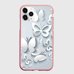 Чехол для iPhone 11 Pro Max матовый Белоснежные бабочки