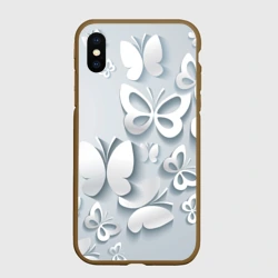 Чехол для iPhone XS Max матовый Белоснежные бабочки