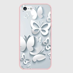 Чехол для iPhone 5/5S матовый Белоснежные бабочки