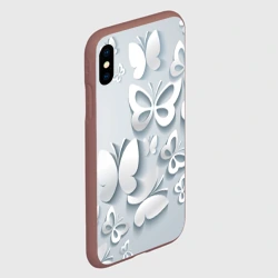 Чехол для iPhone XS Max матовый Белоснежные бабочки - фото 2