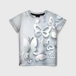 Детская футболка 3D Белоснежные бабочки