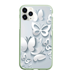 Чехол для iPhone 11 Pro матовый Белоснежные бабочки