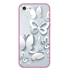Чехол для iPhone 5/5S матовый Белоснежные бабочки
