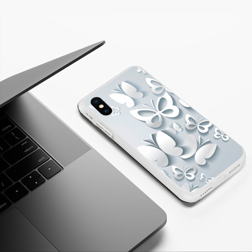 Чехол для iPhone XS Max матовый с принтом Белоснежные бабочки, фото #5