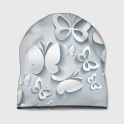 Шапка 3D Белоснежные бабочки