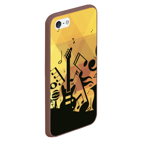 Чехол для iPhone 5/5S матовый Любовь к музыки, цвет коричневый - фото 3