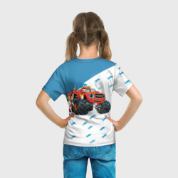 Футболка с принтом Вспыш и чудо-машинки для ребенка, вид на модели сзади №3. Цвет основы: белый
