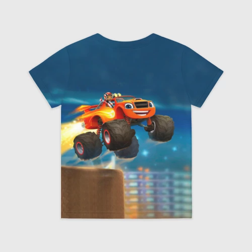 Детская футболка 3D с принтом Вспыш и чудо-машинки, вид сзади #1