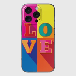 Чехол для iPhone 16 Pro Max силиконовый с защитой камеры Love three-dimensional letters