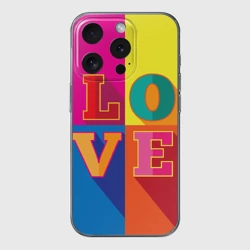 Чехол для iPhone 15 Pro Max силиконовый с защитой камеры Love three-dimensional letters