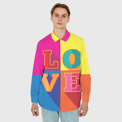 Мужская рубашка oversize 3D Love three-dimensional letters - фото 2