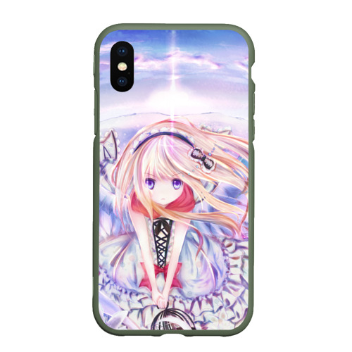 Чехол для iPhone XS Max матовый Anime angel in clouds, цвет темно-зеленый