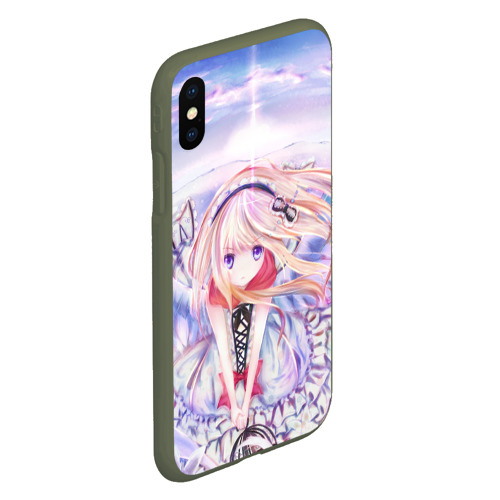 Чехол для iPhone XS Max матовый Anime angel in clouds, цвет темно-зеленый - фото 3