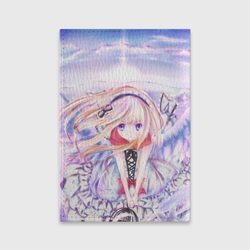 Обложка для паспорта матовая кожа Anime angel in clouds, цвет фиолетовый - фото 2