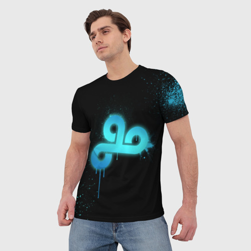 Мужская футболка 3D с принтом Cs:go - Cloud 9 (Black collection), фото на моделе #1