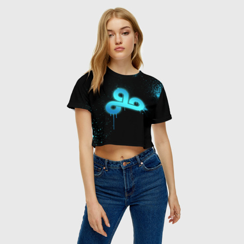 Женская футболка Crop-top 3D Cs:go - Cloud 9 Black collection, цвет 3D печать - фото 4