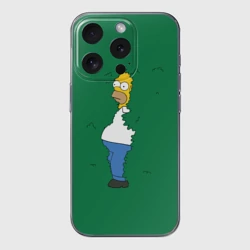 Чехол для iPhone 15 Pro Max силиконовый с защитой камеры Homer in the trees meme