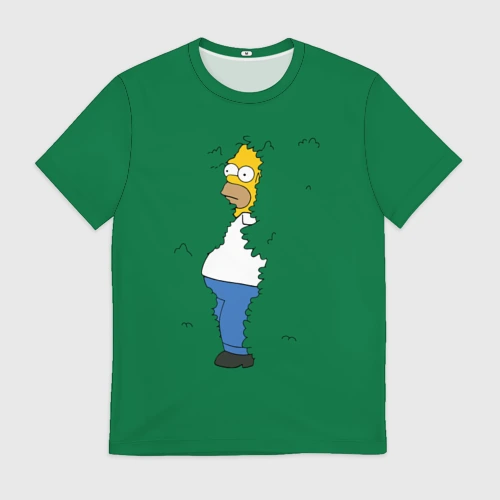 Мужская футболка 3D Homer in the trees meme