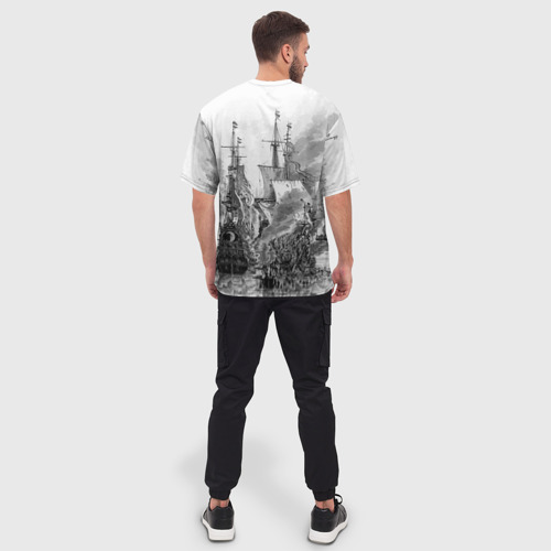 Мужская футболка oversize 3D Морской бой, цвет 3D печать - фото 4