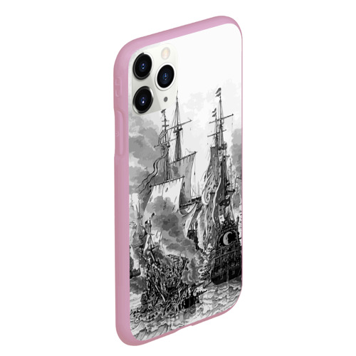 Чехол для iPhone 11 Pro Max матовый Морской бой, цвет розовый - фото 3