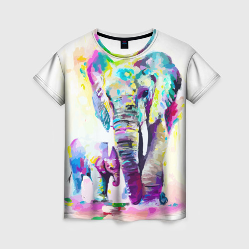 Женская футболка 3D Слоны, цвет 3D печать