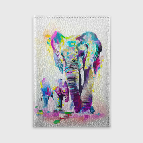 Обложка для автодокументов Слоны, цвет красный