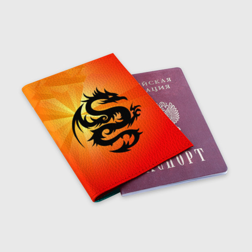 Обложка для паспорта матовая кожа Дракон, цвет бирюзовый - фото 3