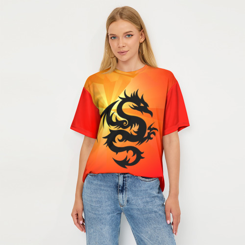Женская футболка oversize 3D Дракон, цвет 3D печать - фото 5