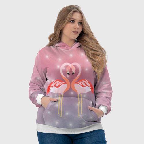 Женская толстовка 3D Влюбленные фламинго, цвет 3D печать - фото 6