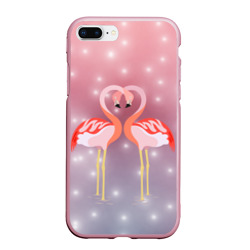 Чехол для iPhone 7Plus/8 Plus матовый Влюбленные фламинго