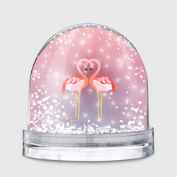 Игрушка Снежный шар Влюбленные фламинго