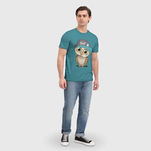Мужская футболка 3D Сова мальчик (парная), цвет 3D печать - фото 5