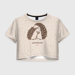 Женская футболка Crop-top 3D Влюбленные ежики