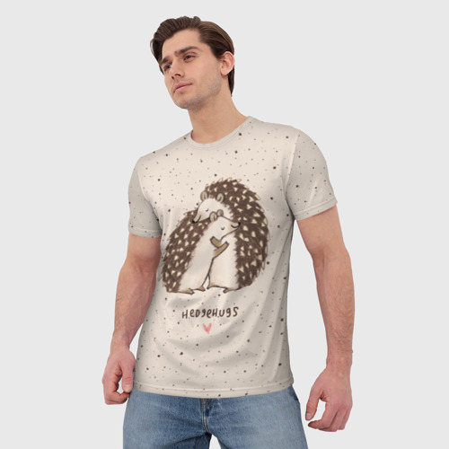Мужская футболка 3D Влюбленные ежики, цвет 3D печать - фото 3