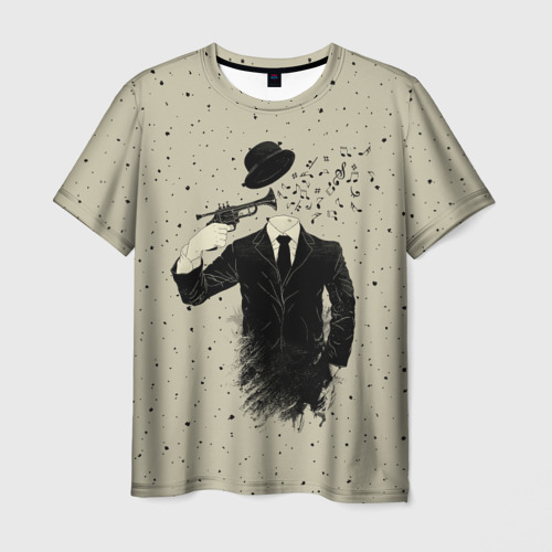 Мужская футболка с принтом Музыкальный самоубийца, вид спереди №1